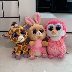 3 beanie baby ty stuffed animals